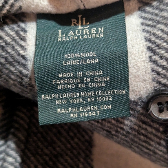 Ralph Lauren Wool Sham King Buffalo Plaid Black Cream Preppy Classic Traditional - Picture 6 of 6